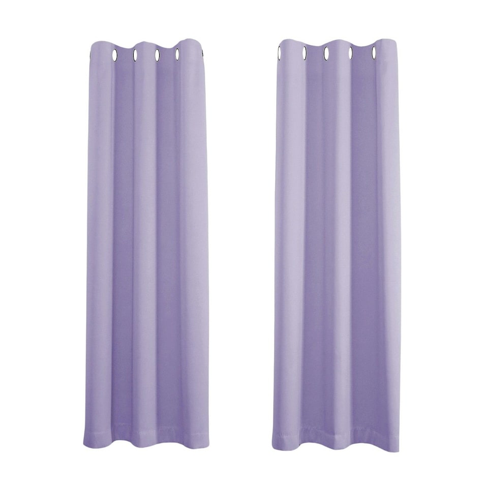 image 1 of Lilac Eyelet Curtains - Thermal Blackout Curtains  - 46 x 54 Inch Drop - 2 Panel