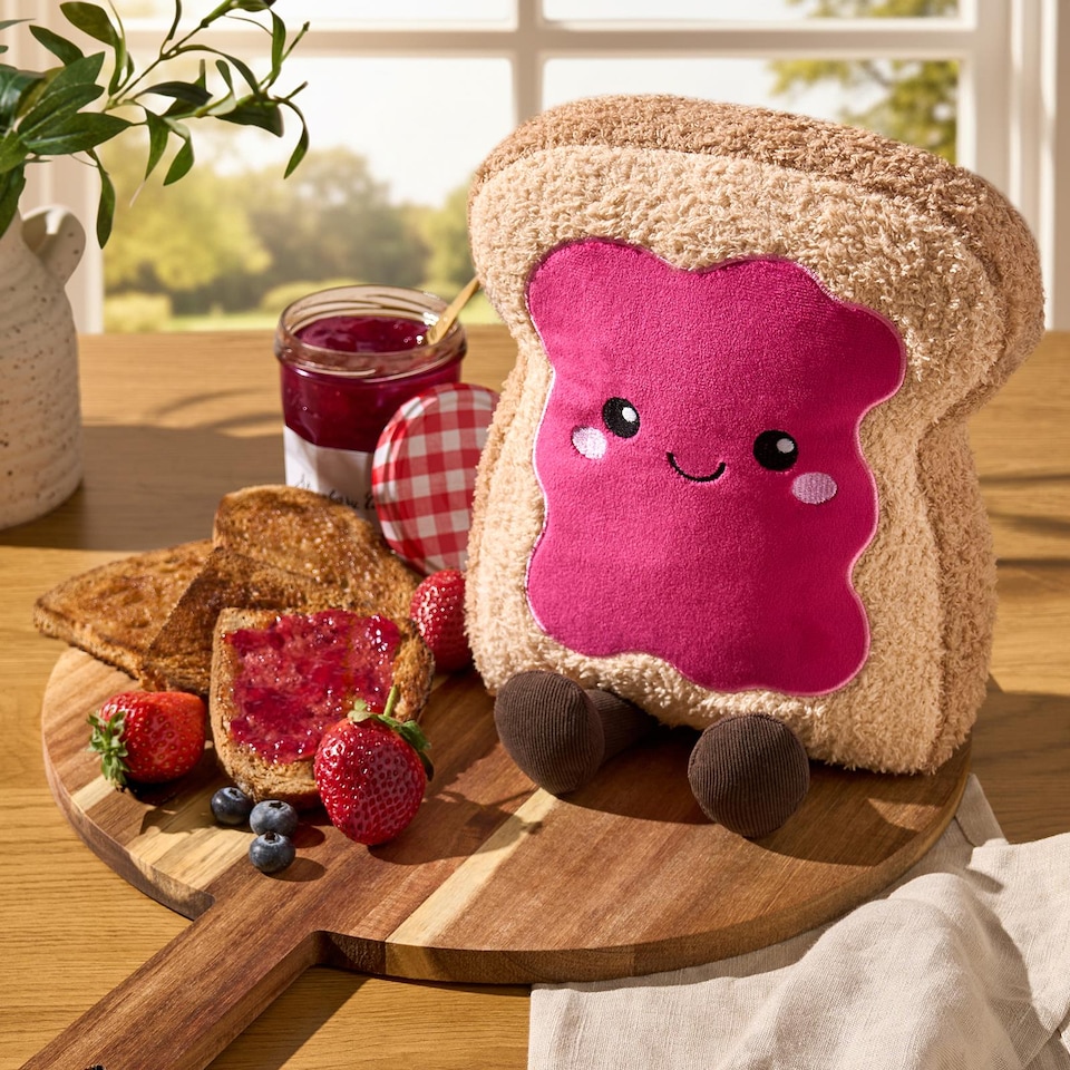 image 1 of OHS Sweetie Pie Filled Novelty Scatter Cushion Soft Fleece Toy Pillow | Pink | Rosie the Jam Toast