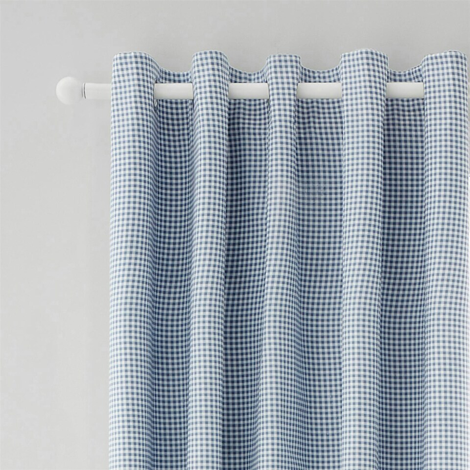 image 1 of Catherine Lansfield Lucie Floral Frill Fully Reversible Eyelet Curtains | Blue | 66x90"