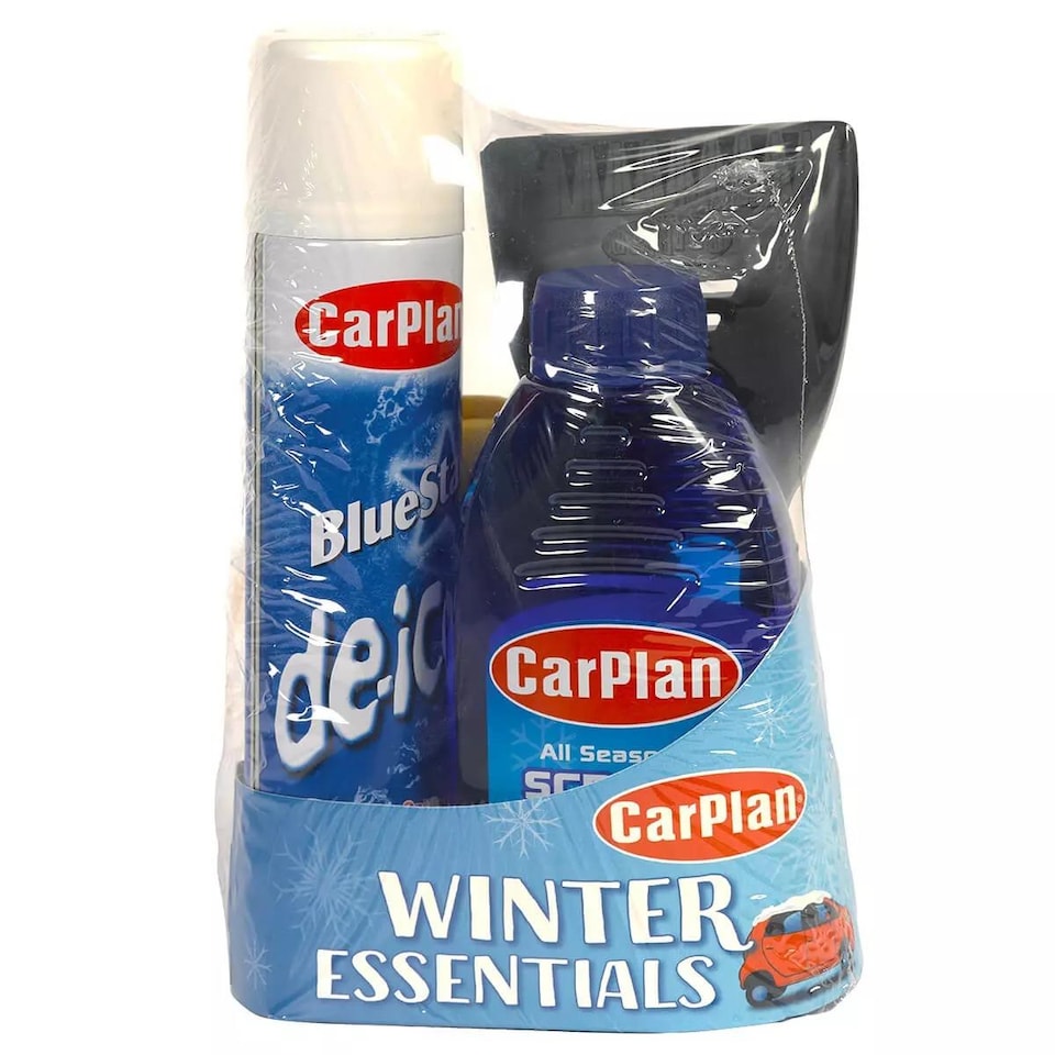 image 1 of Carplan Winter Essential Car Care Travel Kit Scraper De-Icer Screen Wash x3