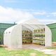 image 2 of Outsunny Walk-In Polytunnel Greenhouse w Roll Up Door Windows, 4.5x3x2 m White