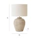 image 7 of ValueLights Reid Linen Drum Lamp Shade Stone Grey Ribbed Ceramic Small Table Lamp | Grey