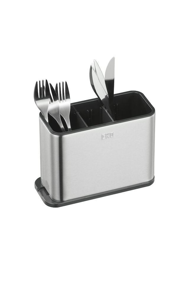 image 1 of EKO - Kitchen Utensil Holder - Utensil Organiser & Cutlery Drainer for Sink - Customisable Compartments for Cutlery, Gadgets - Stainless Steel Utensil Holder - Perfect for Kitchen
