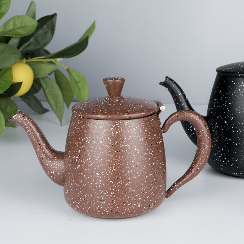 image 1 of Café Olé Premium Granite Teapot, 48oz / 1360ml, Stainless Steel, Red Granite Finish