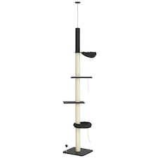 PawHut 5 Tier Cat Climbing Tower, 240-270cm Height Adjustable, Dark Grey
