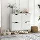 image 2 of HOMCOM Shoe Storage Cabinet with 4 Flip Drawers for 8-16 Pairs, White