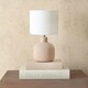 image 1 of ValueLights Chelsea Natural Linen Shade Hand Finished Sandblast Natural Ceramic Table Lamp | Cream