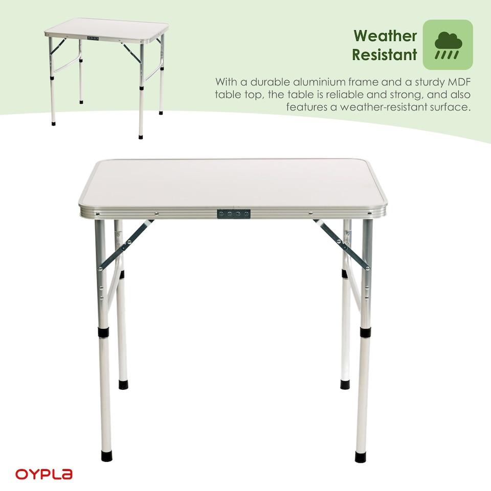 image 1 of 75cm Portable Folding Outdoor Camping Kitchen Work Top Table | White