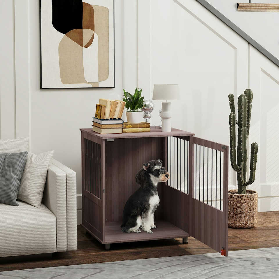 image 1 of PawHut Dog Crate Kennel Cage for Small Dog, Indoor End Table, Purple