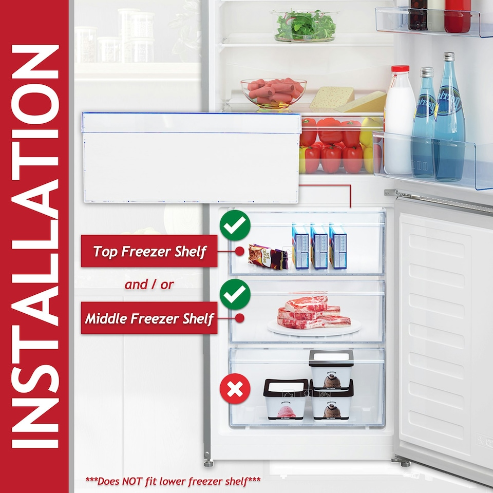 image 1 of SPARES2GO Freezer Drawer Cover for Beko CCFM CFG CNA CSA CSG CXF DRC RCHA RCHE RCNA RCSA Fridge Freezers (Top or Middle Shelf Front Panel) Clear