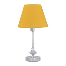Chrome Jewelled Table Lamp with Ochre Yellow Shade Chrome | Yellow