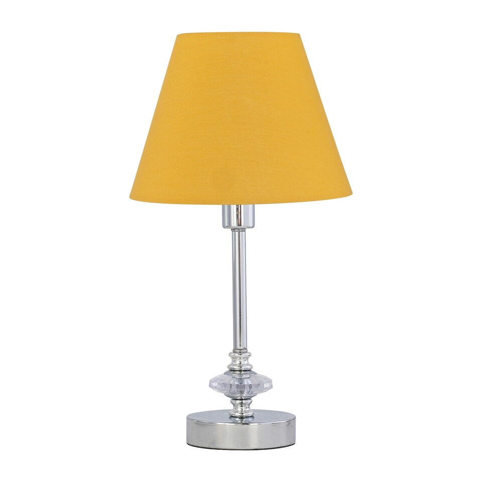 image 1 of Chrome Jewelled Table Lamp with Ochre Yellow Shade Chrome | Yellow