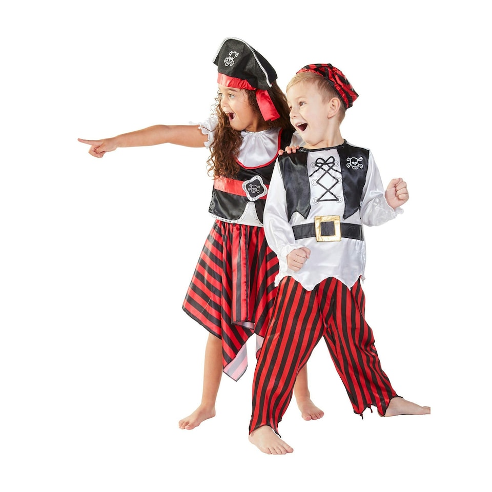 image 1 of Bristol Novelty Girls Pirate Costume - Black/White/Red - L L