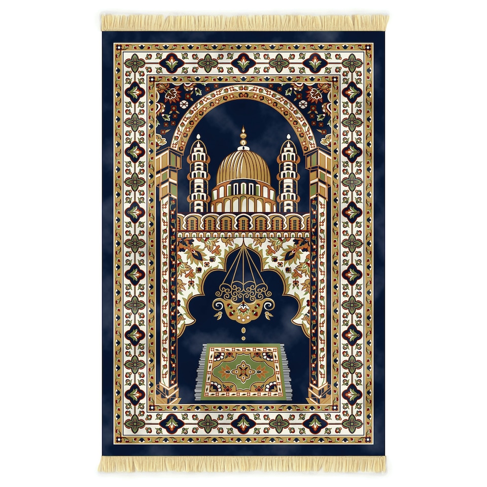 image 1 of Velvet Prayer Mat - Blue and Green Blue