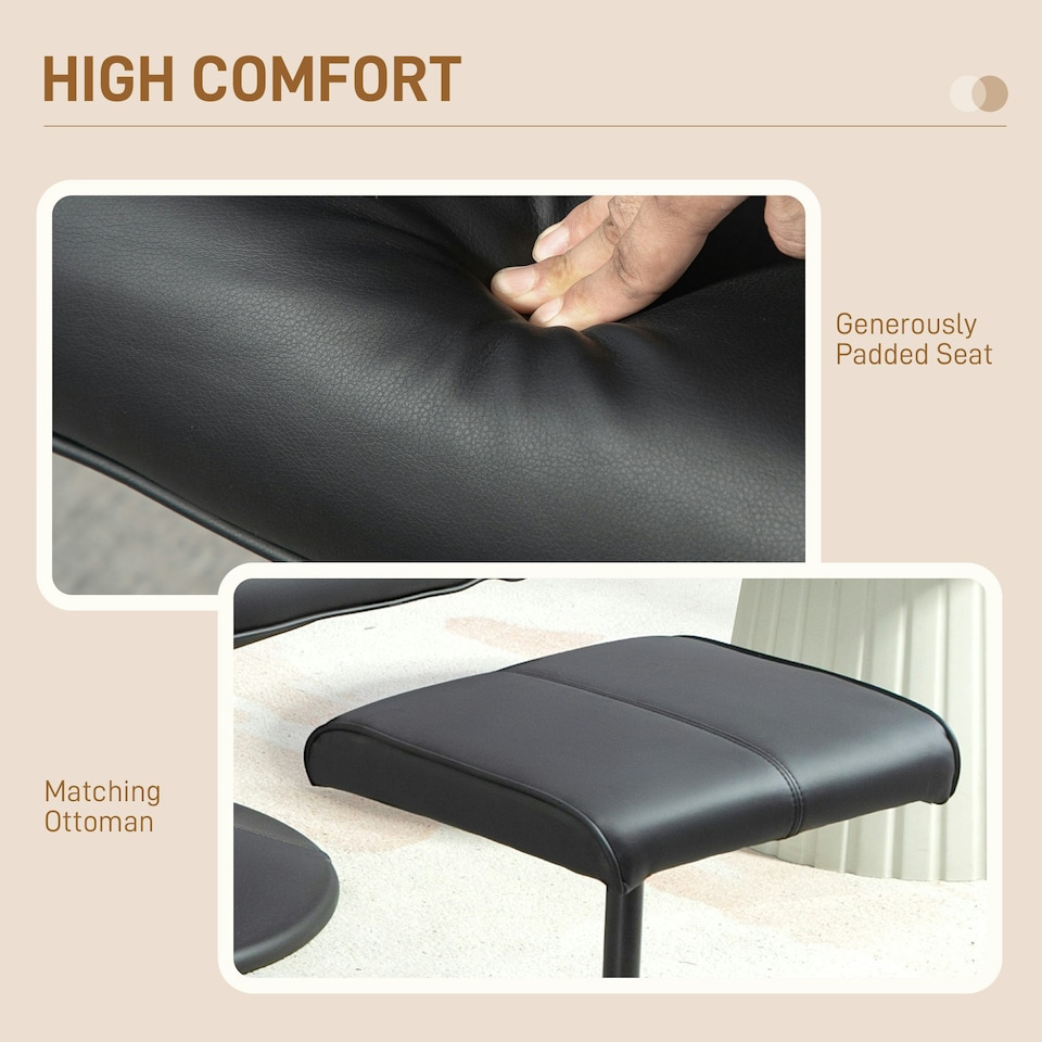 image 1 of HOMCOM Swivel Armchair with Footstool and Adjustable Backrest Black