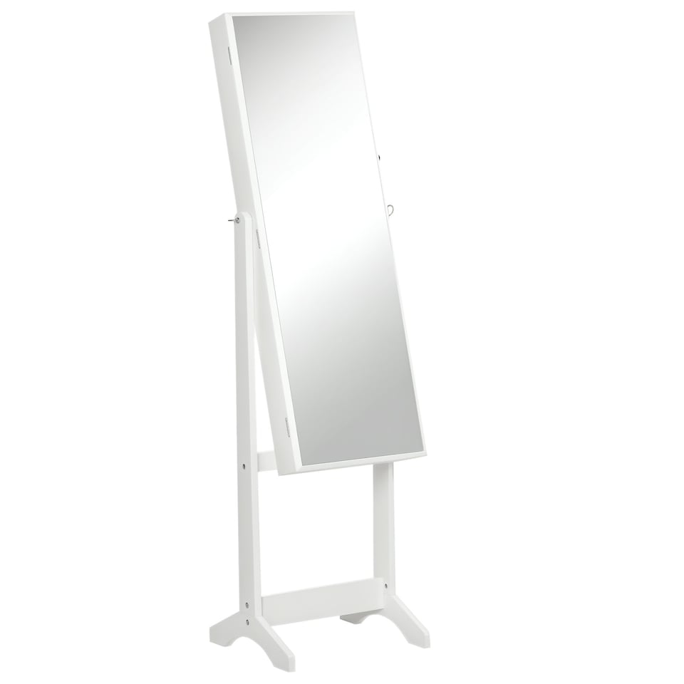 image 1 of HOMCOM Mirrored Jewellery Cabinet Lockable Jewellery Organiser for Bedroom White