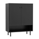 image 3 of COSTWAY Storage Cabinet 2 Door Buffet Sideboard Black Black