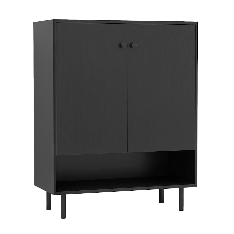 image 1 of COSTWAY Storage Cabinet 2 Door Buffet Sideboard Black Black