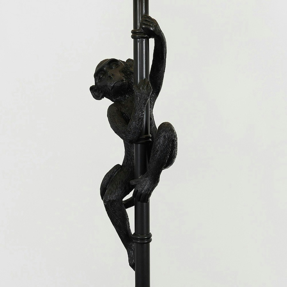 image 1 of ValueLights Monkey Animal Quirky Modern Black Floor Lamp With Grey Shade