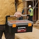 image 6 of 2 Tier 18'' Cantilever Tool Storage Box Organiser Carry Case Trays Screws Nails Black