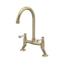 Traditional Kitchen Sink Bridge Mixer Tap - Brushed Brass Lever | Copper | Brushed Brass | 1