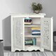 image 1 of Topfurnishing Natural Hand Made Indian Mango Wood Shoe Cupboard Unit Cabinet 59 x 36.5 x 61 cm White