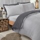 image 2 of Brentfords Soft Reversible Teddy Fleece Duvet Cover and Pillowcase Bedding Set, Single - Charcoal Grey/Grey