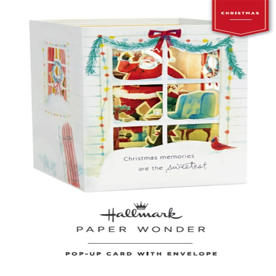 image 1 of Pop-Up 3D Christmas Card from Hallmark Paper Wonder Santa's Here Design
