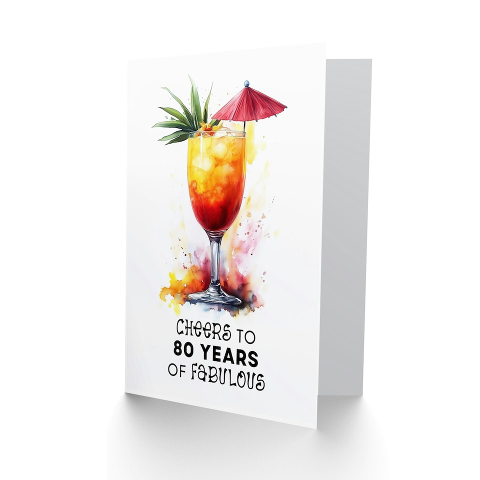 image 1 of Cheers to 80 Years of Fabulous Cocktail Fun 80th Birthday Card For Women