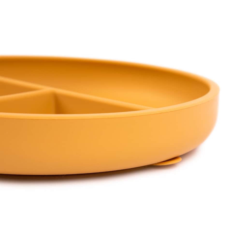 image 1 of Tiny Dining Baby Divided Silicone Suction Plate - Ochre | Yellow | Ochre