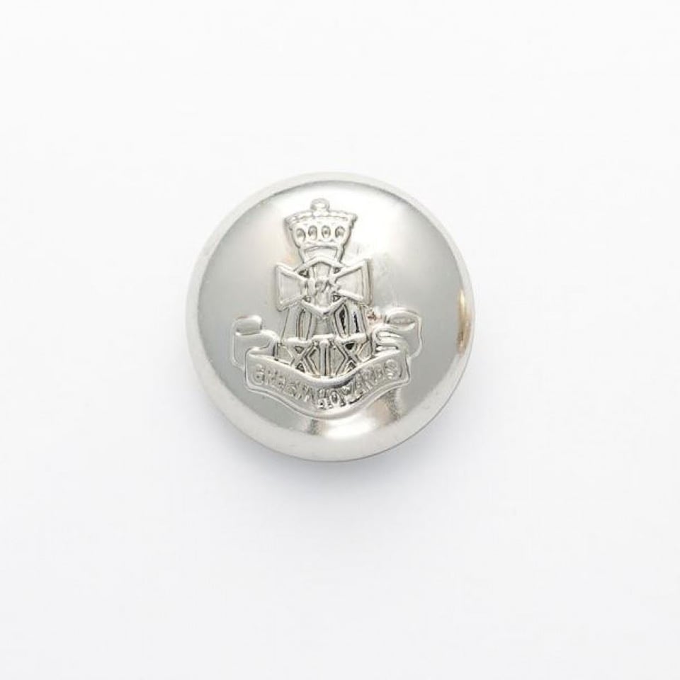 Minerva Silver Round Green Howards Military Buttons for Dressmaking - 25mm - per value pack of 50