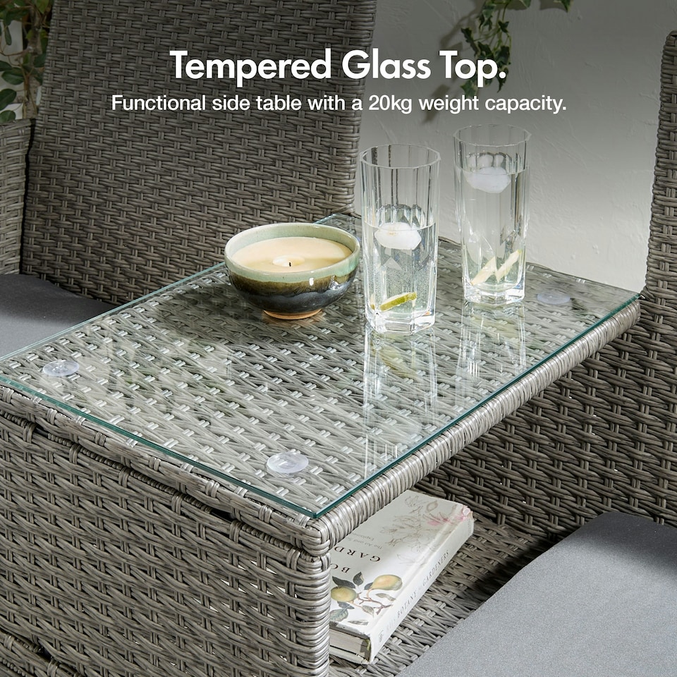 image 1 of VonHaus Grey 2 Seater Rattan Loveseat for Garden