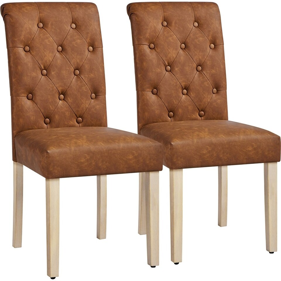 image 1 of Yaheetech Set of 2 Classic Armless Dining Room Chairs Brown | Retro Brown