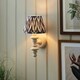 image 2 of Carnaby Satin Almond White Paint Wall Light with Pearl Grey Fabric Zigzag Shade 20cm B22