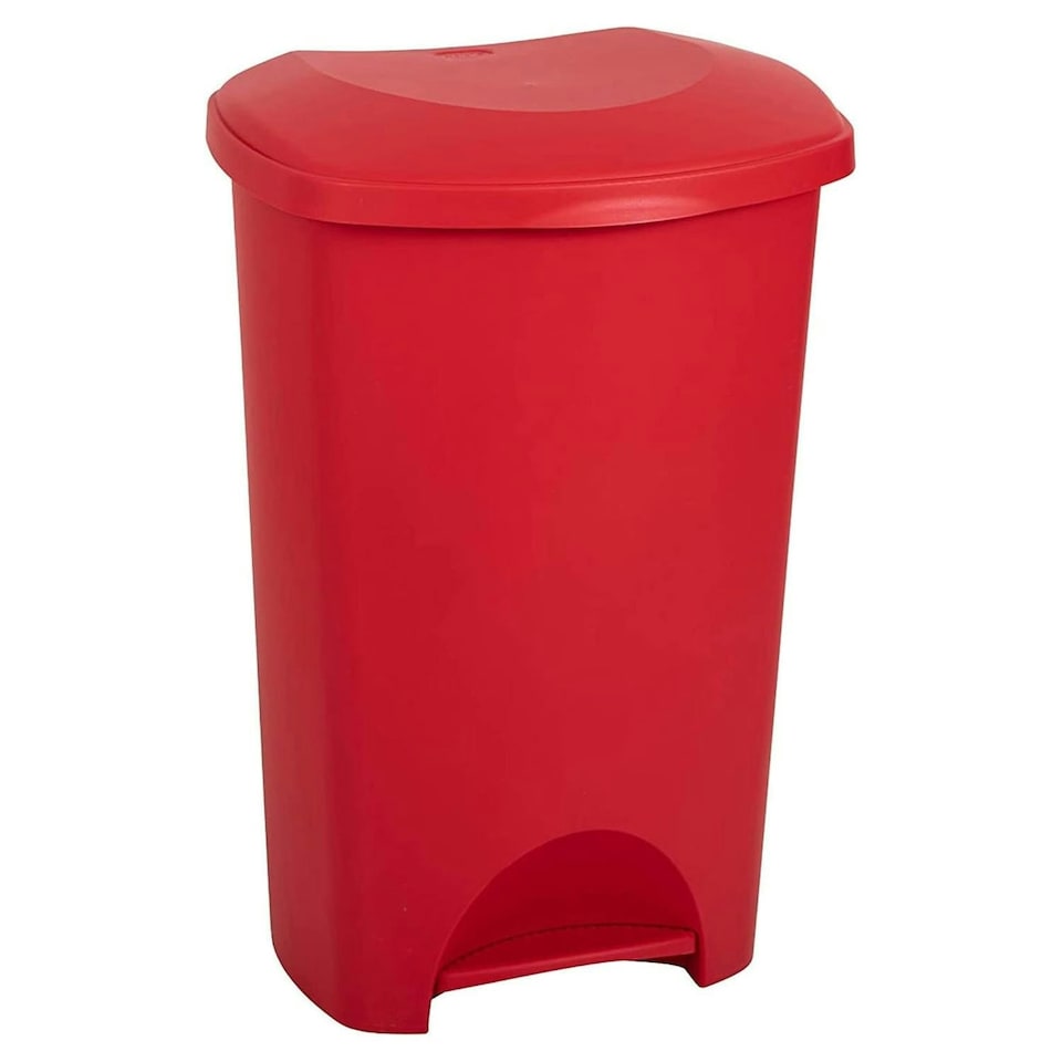 image 1 of 1 x 50L Commercial Medical Utility Red Coloured Recycling Waste Bin With Foot Pedal Red