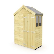 8 x 4 Feet Apex Shed - Double Door With Windows - Wood - L127 x W231 x H217 cm | Brown
