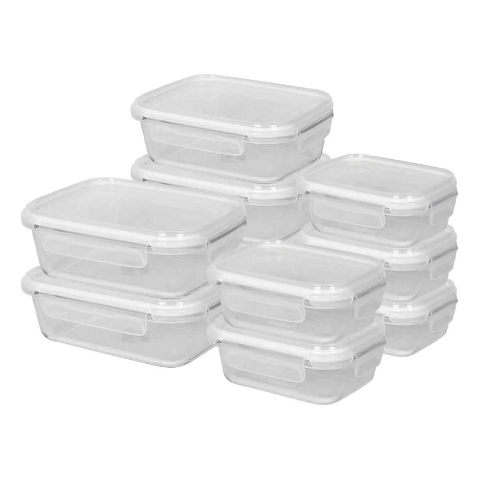 image 1 of Harbour Housewares 10pc Glass Food Storage Containers Set with Lids - 2 Sizes