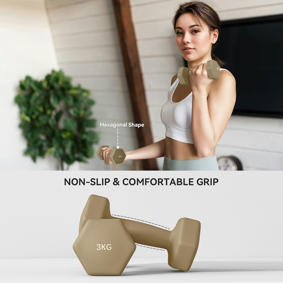 image 1 of SPORTNOW 12kg Hex Dumbbells Set with Carry Case, 2 x 1kg, 2 x 2kg, 2 x 3kg