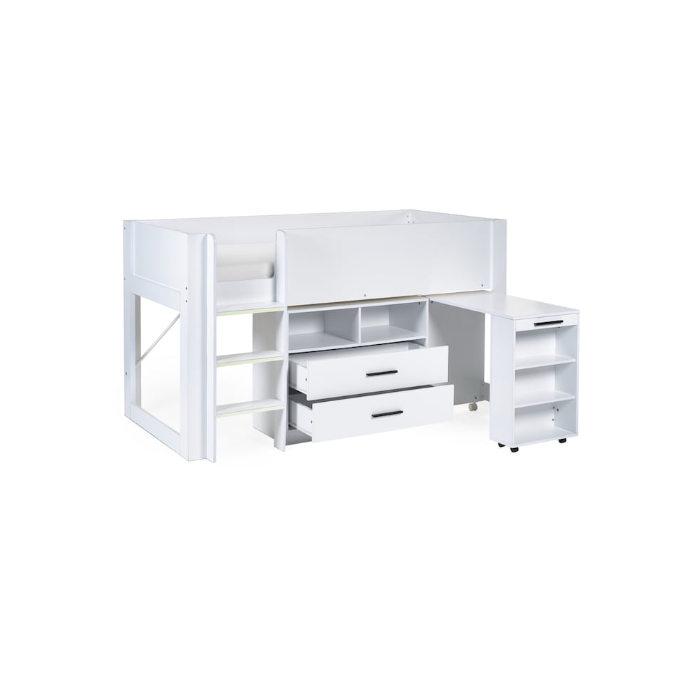 image 1 of Otis 90cm Single White Midsleeper Cabin Bed with Desk