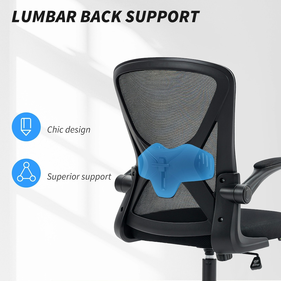 image 1 of Vinsetto Mesh Office Chair Computer Chair with Swivel Wheels, Black