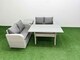 image 1 of Fimous 4 Seater Outdoor Love Sofa Set Rattan Garden Furniture Set with Rectangular Dining Table Side Table Light Grey