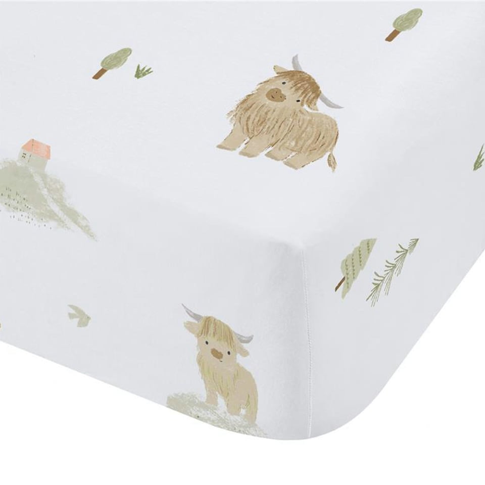 image 1 of Bianca Mini Moo Cow Cotton Fitted Sheet White | White | Double