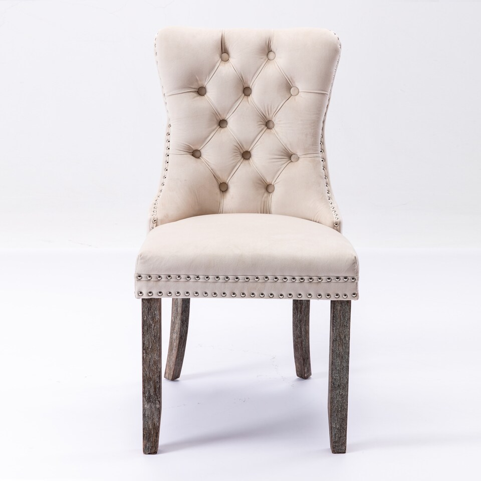 image 1 of Romsey Set of 2 Modern Velvet Dining Chairs with Knocker Ring