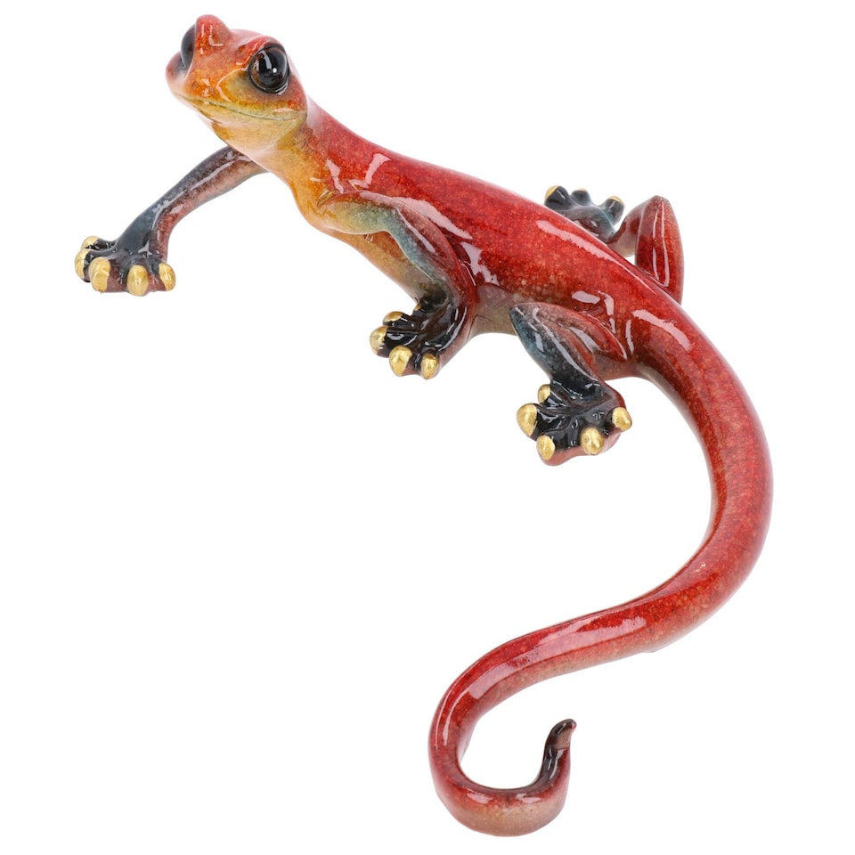 image 1 of Red Speckled Gecko Lizard Resin Wall Shed Sculpture Decor Statue Medium