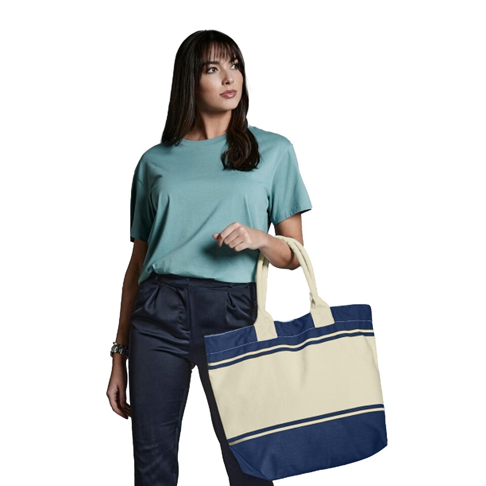 image 1 of Quadra Womens/Ladies Canvas Deck Bag - Navy/Off White - One Size | Blue