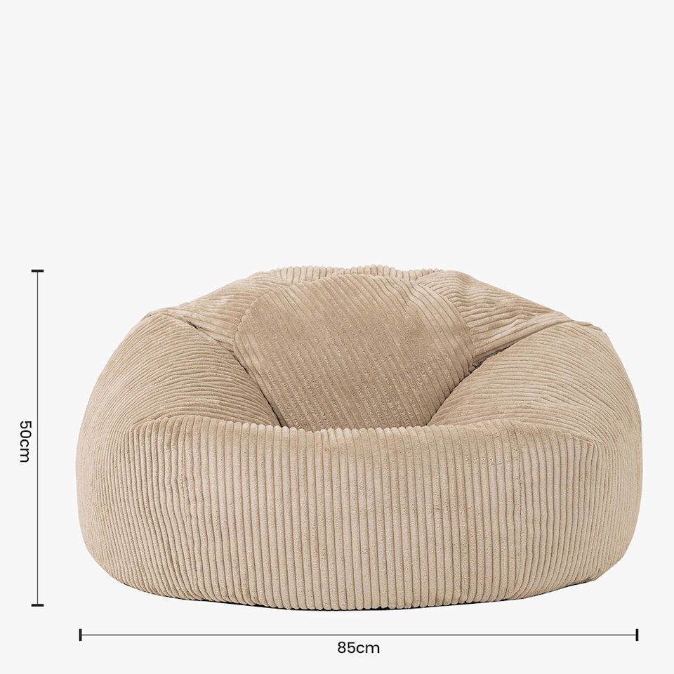 image 1 of Kingston Cord Adults Bean Bag Chair and Pouffe, Ready Filled Beanbag and Footstool Stone Beige | Cream | Natural | 2
