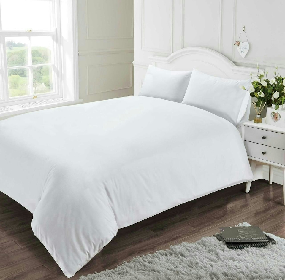 image 1 of Egyptian Cotton Duvet Cover Set 400 Thread Count - Double - White