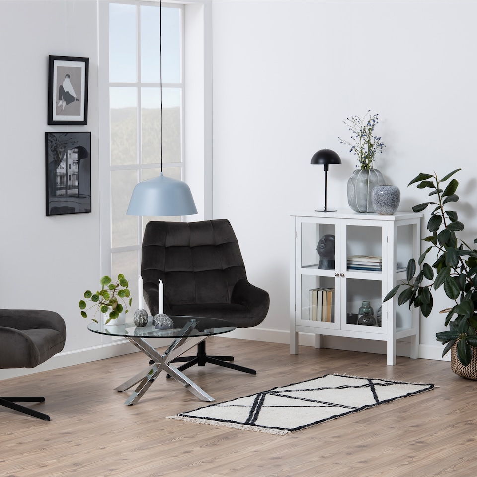 image 1 of Heaven Round Coffee Table with Glass Top and Chrome Legs