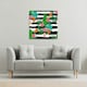 image 2 of Tropical Plants on Black & White Stripes (Canvas Print) 46 x 46 x 4cm