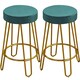 image 1 of Yaheetech 67 cm Tall Upholstered Velvet Counter Stools Blue | Peacock Blue